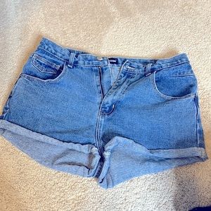 Prettylittlething High Waisted Dark Denim Shorts